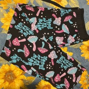 Black Mushroom Print PJ Bottoms